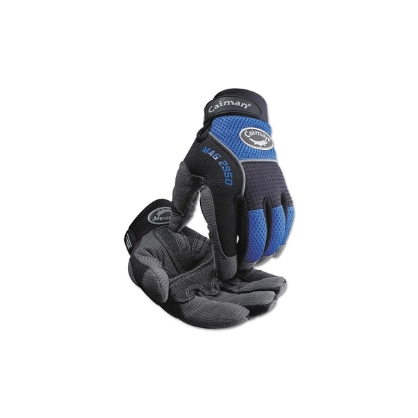 2950 Synthetic Leather Padded Palm Grip Mechanics Gloves, 2X-Large, Black/Blue/Gray