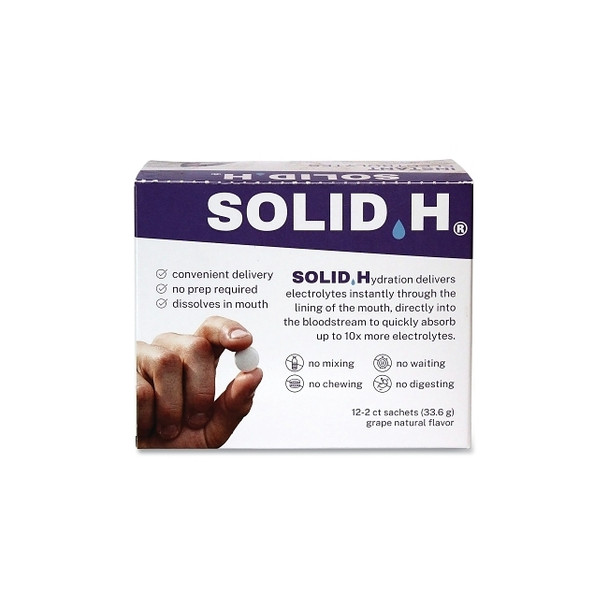 Solid.H™ Electrolyte Round, Grape Flavor, 12 Packets of 2 tablets