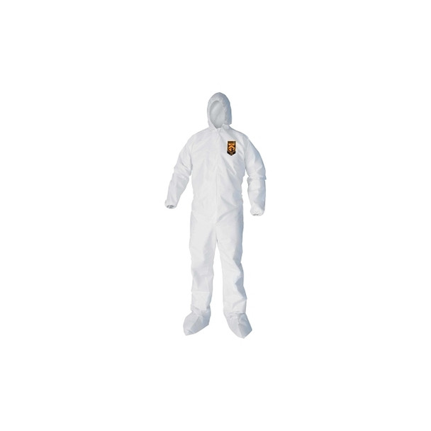 A40 Liquid & Particle Protection Coveralls, Zipper Front/Elastic Wrists/Ankles, White, 4X-Large