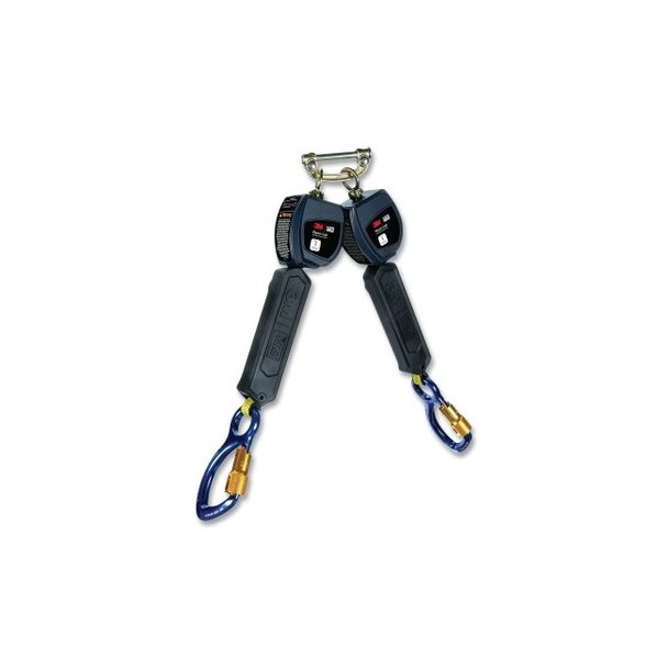 Nano-Lok™ Self Retracting Lifeline, 6 ft, Web, Single Pin Top Connector, Al Rebar Hook, 420 lb, Twin Leg