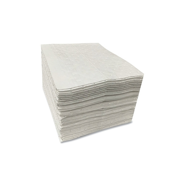 Oil Only Sorbent Pads, 18 in L x 16 in W, Heavy, White