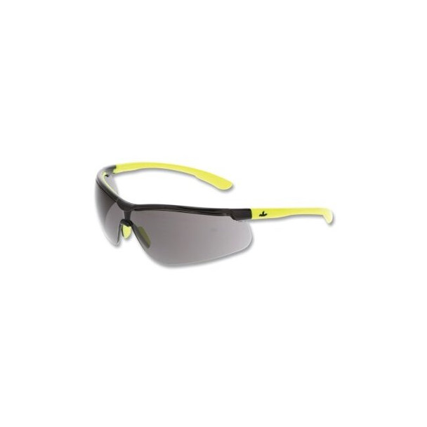 Klondike® KD7 Series Safety Glasses, Polycarbonate Gray Lens/Black Frame, Hi-Vis Lime Temple, MAX6® Anti-Fog/UV420 Pack of 12