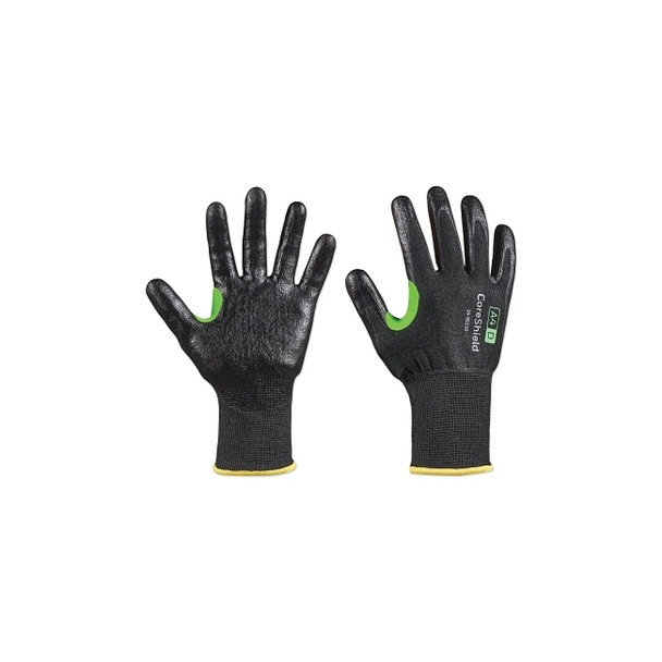 CoreShield™ A4/D Coated Cut Resistant Gloves, 8/M, HPPE/Basalt, Smooth Nitrile, 13 ga, Black