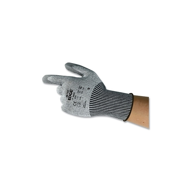 48-707 Cut-Resistant Gloves, Size 9, Grey, HPPE Blend Liner, 13 ga, PU Palm Coating, Knitwrist