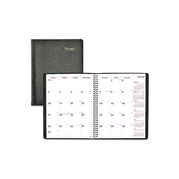 Brownline Monthly Planner,11"x8-1/2",Black CB1262.BLK
