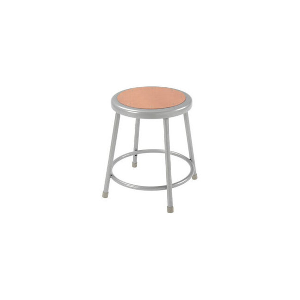 Interion 18""H Steel Work Stool with Hardboard Seat - Backless - Gray - Pack of