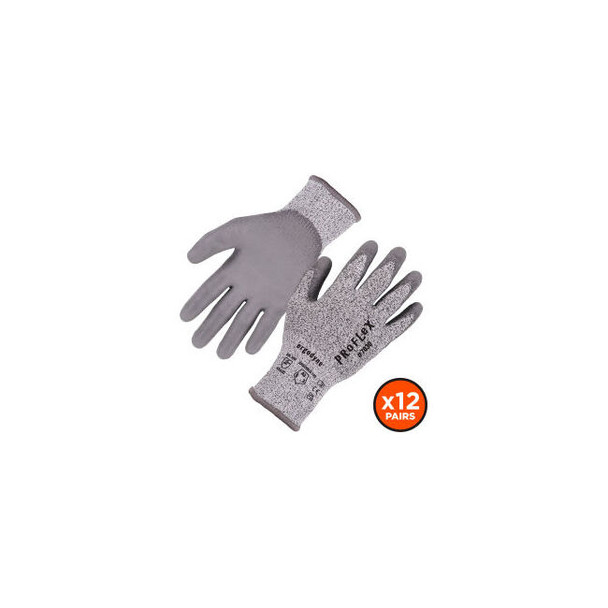 Ergodyne Proflex 7030 Cut Resistant Gloves Polyurethane Coated ANSI A3 M Gray 12
