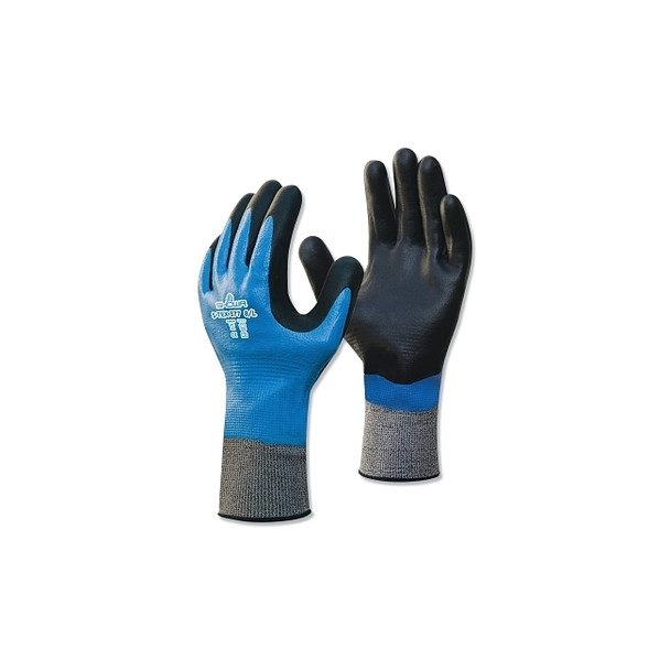 Nitrile, Cut Resistant Gloves, Size L, 4 ANSI/ISEA Cut Level, Black, Blue