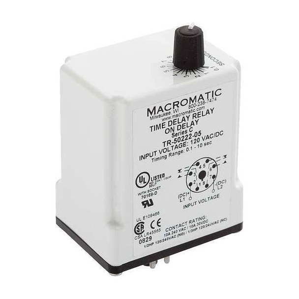 Single Function Time Delay Relay, Octal, On Delay, 1 Functions 240V AC, DPDT