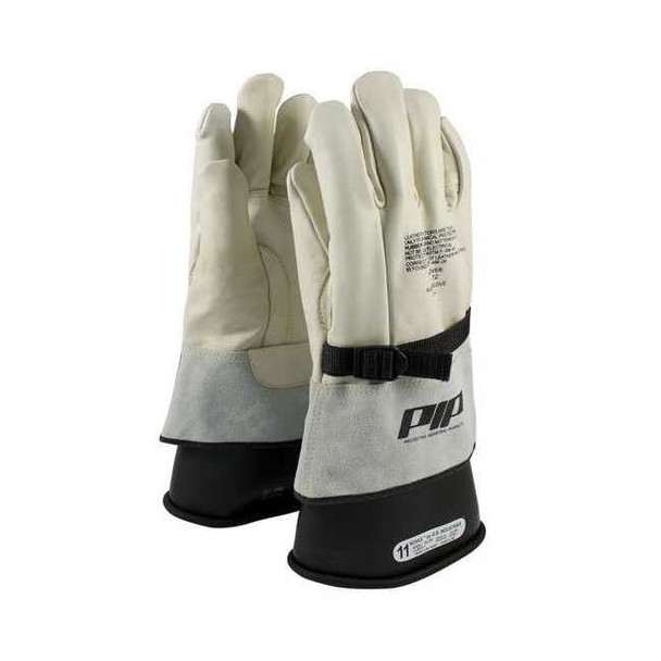 Top Grain Cowhide Protector, Gauntlet Cuff, Straight Thumb, 8, 1 PR