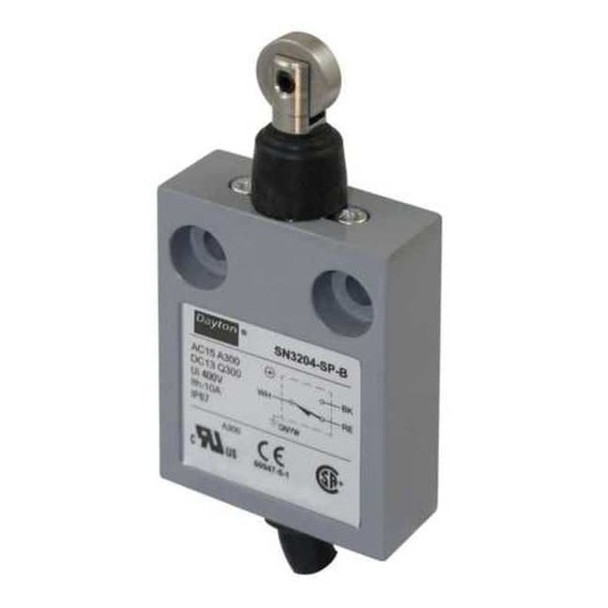 Limit Switch, Plunger, Roller, SPDT, 10A at 300V AC, Actuator Location: Top