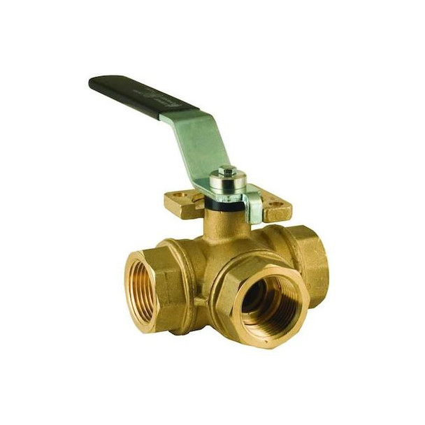 Bonomi Manual 3-Way Ball Valve,1 1/2",Brass 365N-11/2"