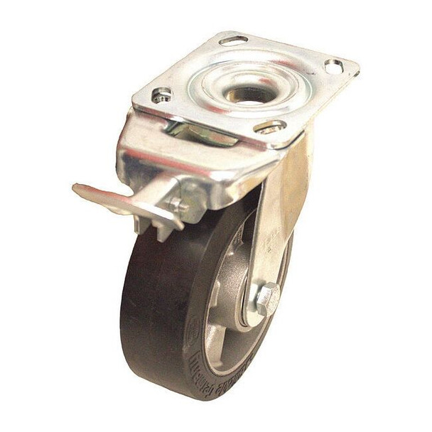 Plate Caster,Swivel,Rubber,7 1/2"H