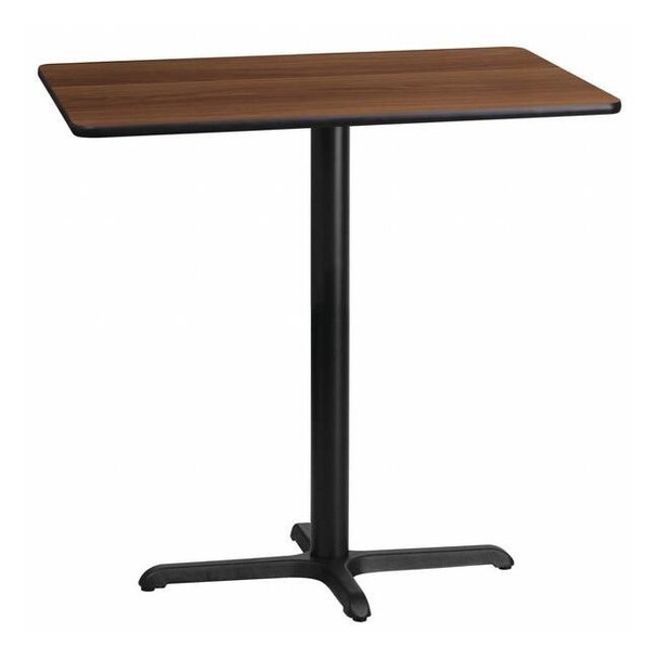Rectangle Walnut Table,Rectangle w/X-Base,24"x42", Laminate Top, Wood Grain