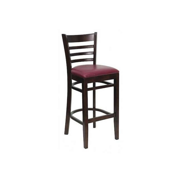 Wood Barstool,Walnt,Ladder Bck,Burg Vny