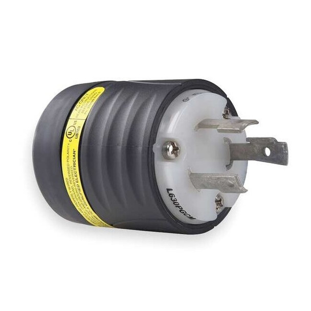 Legrand Grnd Mntring Plug,30A;Blk;Wht,Nyl,3Blds L630PGCM