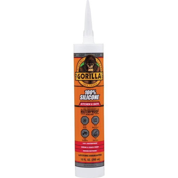 Gorilla 10 Oz. Kitchen & Bath Silicone Sealant Cartridge, Clear 117386
