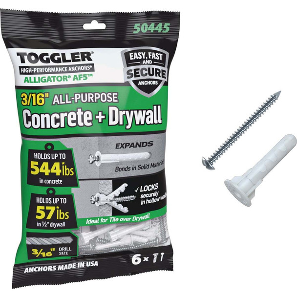 Toggler Alligator #8 x 1-1/4 In. Concrete & Drywall Anchors (6-Count) 50445