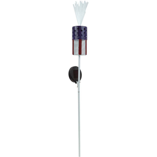 Alpine 33 In. H. Patriotic Metal Flag Firecracker Stake with LED Light Pack of 9