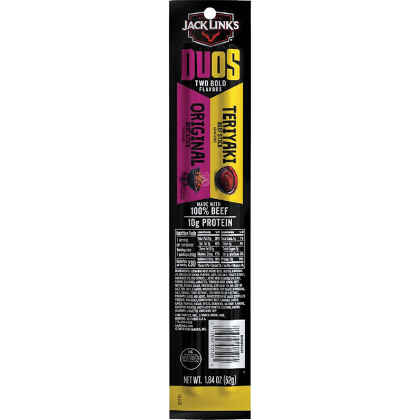 Jack Link's 1.84 Oz. Duos, Original/Teriyaki Beef Sticks 143304 Pack of 10