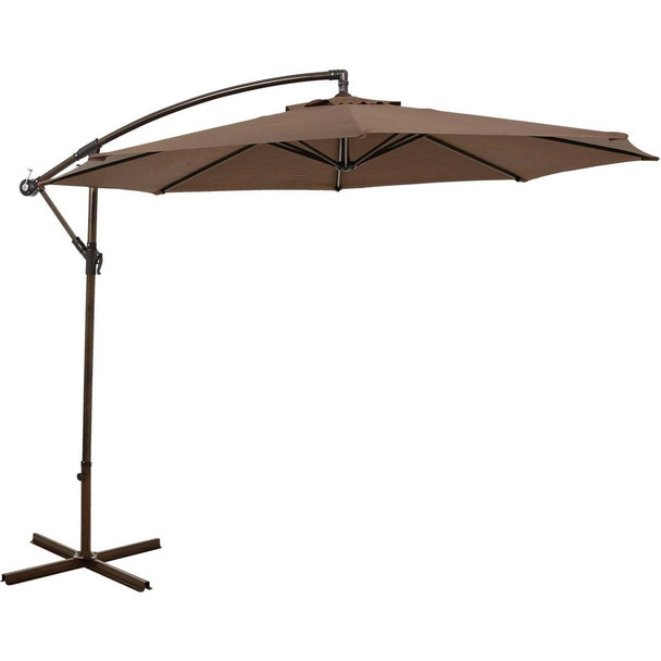 10 Ft. Round Steel Offset Brown Patio Umbrella - PFAS Free 860351