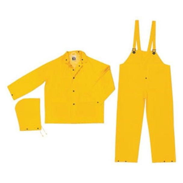 MCR Safety® Classic 3-Piece Rain Suit, Medium, Yellow, 1/Each