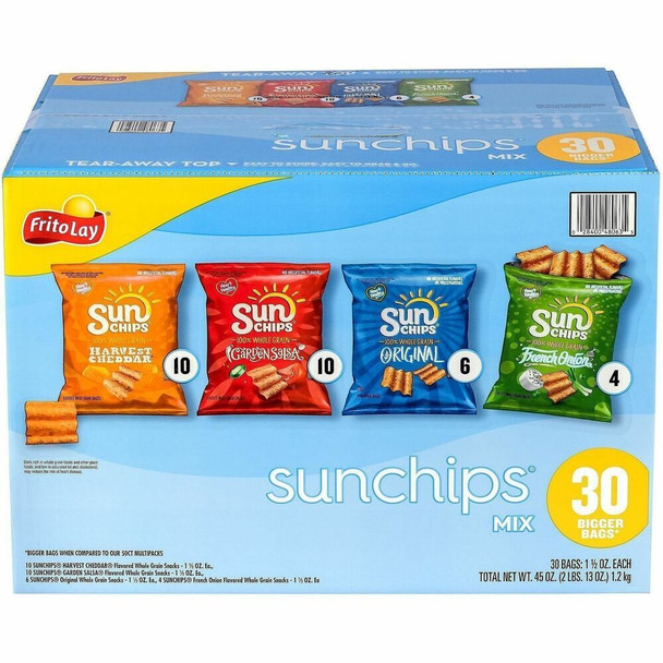 Sun Chips Mix Box - Harvest Cheddar, Original, French Onion - 30/Bag - 1 Carton