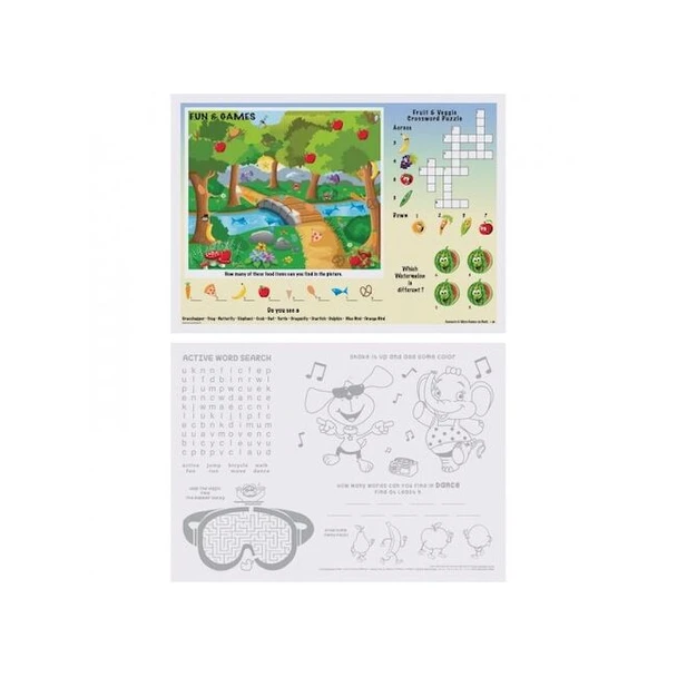 Hoffmaster 10" x 14" Fun and Games 2-Sided Kids Placemats,PK1000 310693