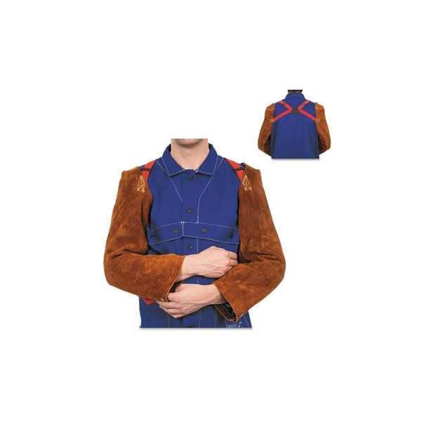 Leather Sleeves, 23 in L, Snaps Closure, One Size Fits Most, Lava Brown