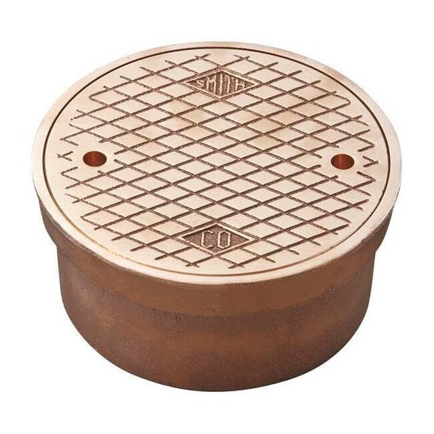 Round Floor Cleanout, Polished Bronze, 4", Inside Caulk