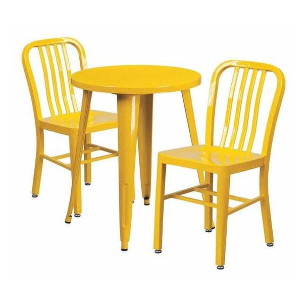 Round 24" W, 24" L, 29" H, Metal, Yellow
