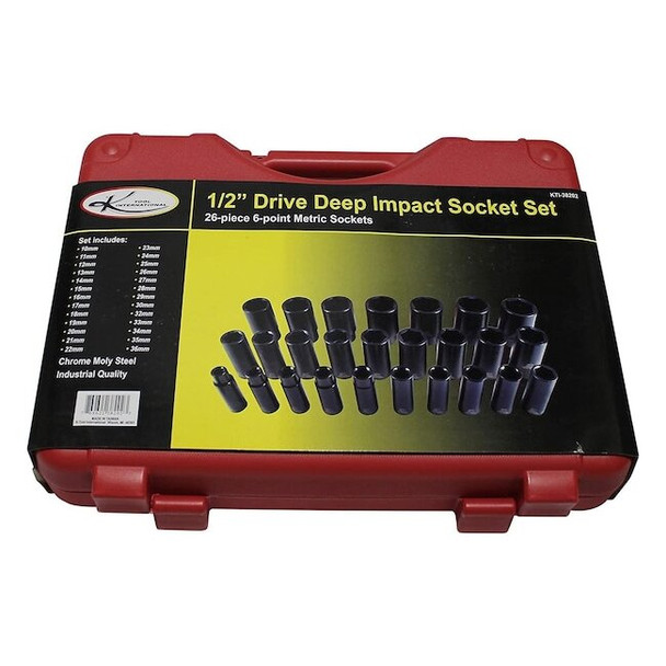 K-Tool International Mtrc Deep Impct Socket Set,1/2"Dr,26pcs. KTI-38202