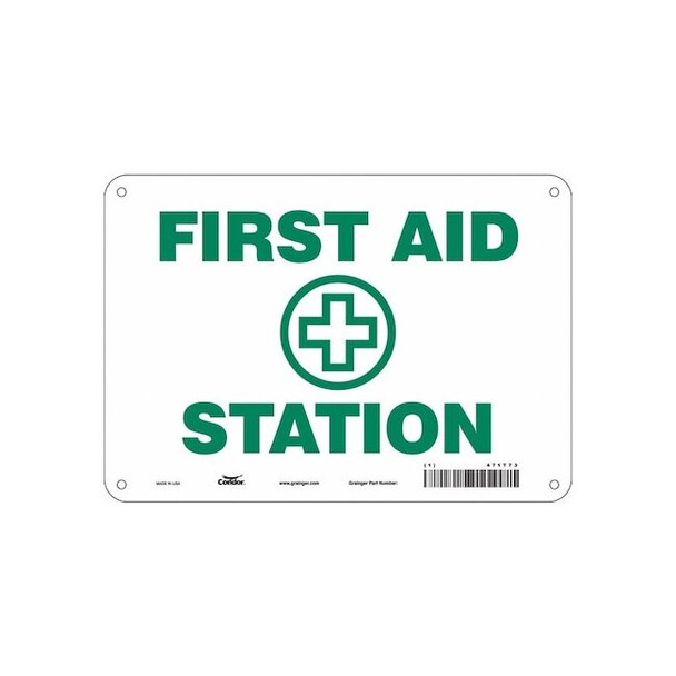First Aid Station, 10 in W x 7 in H, Vertical Rectangle, Polyethylene, 471T73