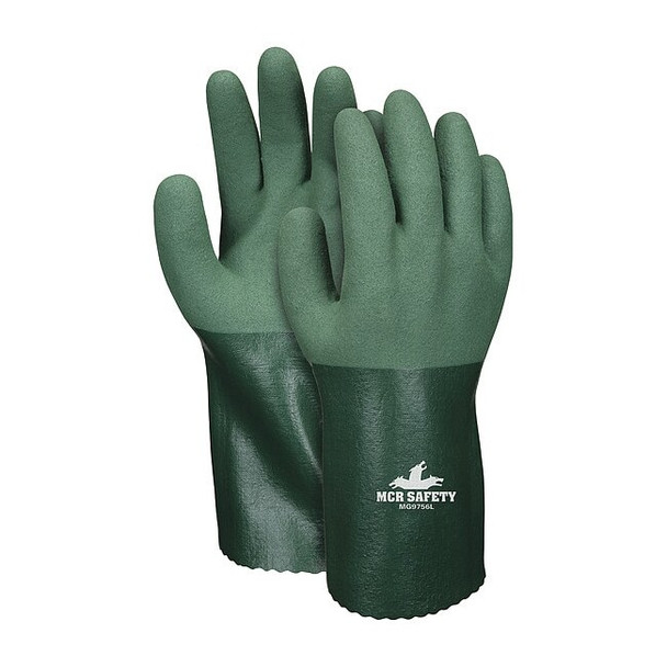 MG9756 Chemical Resistant Gloves, Nitrile, 12 in L, 15 mil, Green, M, 12 PK