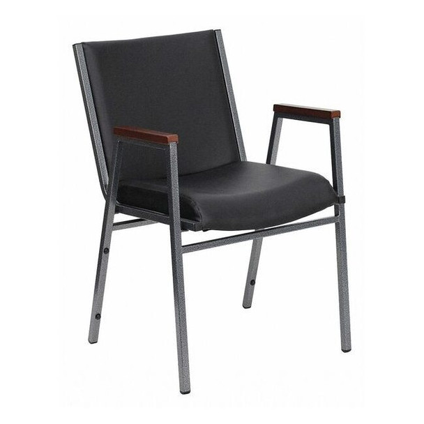 Flash Furniture Stack Armchair,Blk Frame Fnsh,Blk Vinyl XU-60154-BK-VYL-GG