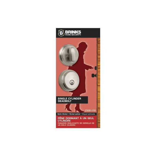 Brinks Home Security Almarrion,Satin Nickel,Deadbolt 23061-119