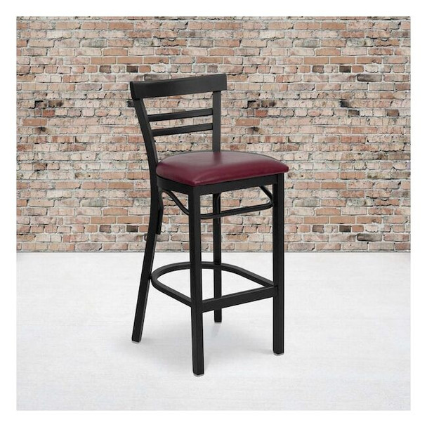 Flash Furniture Black Ladder Stool-Burg Seat,PK2 2-XU-DG6R9BLAD-BAR-BURV-GG