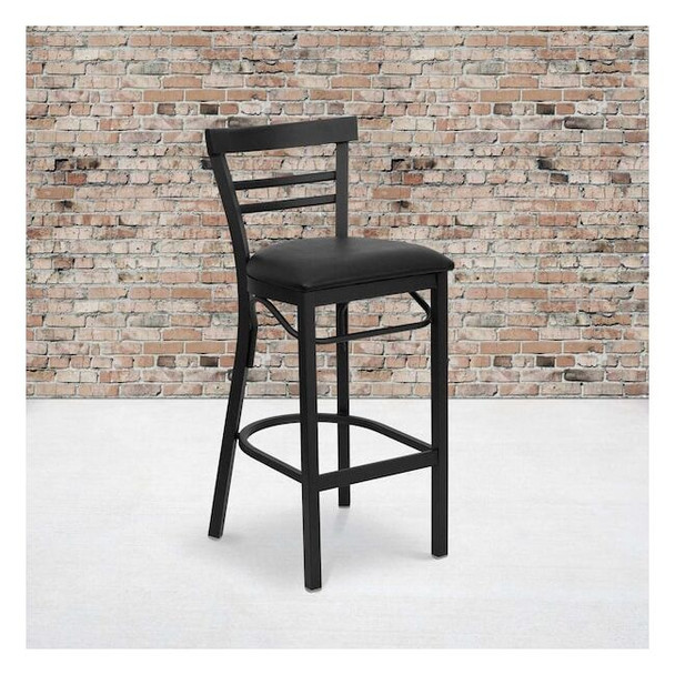 Flash Furniture Black Ladder Stool-Black Seat,PK2 2-XU-DG6R9BLAD-BAR-BLKV-GG