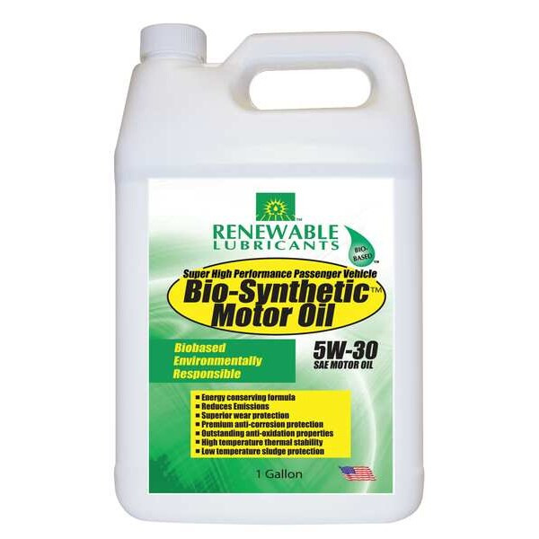 Renewable Lubricants Engine Oil,5W-30,Bio-Synthetic,1gal 85123