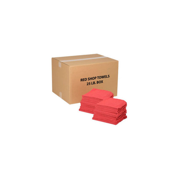 Global Industrial 100 Cotton Red Shop Towels 25 Lb. Box