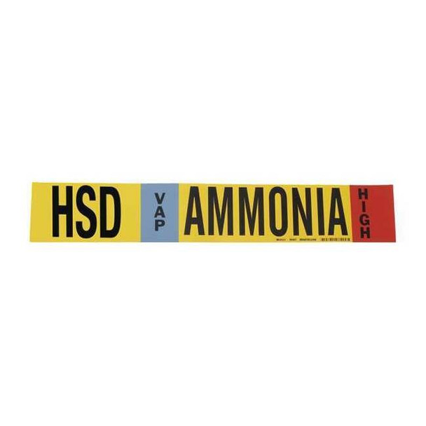 Brady Ammonia Pipe Marker,HSD,1 to 2-1/2In,PK4 90427