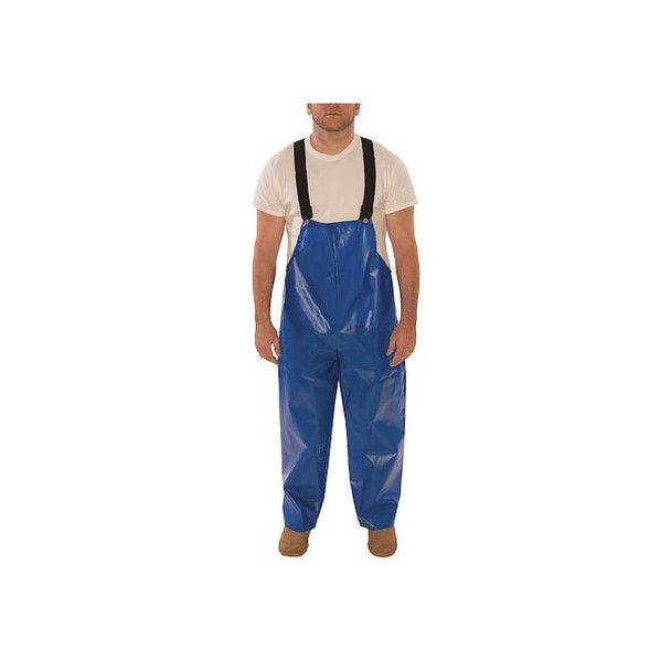 Rain Bib Overall, Polyurethane, 29 in Inseam, 10 mil Thickness, Blue, M