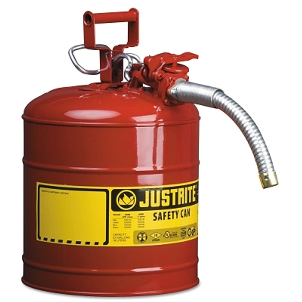 Type II AccuFlow™ Safety Can, Gas, 5 gal, Red, Includes 1 in OD Flexible Metal Hose