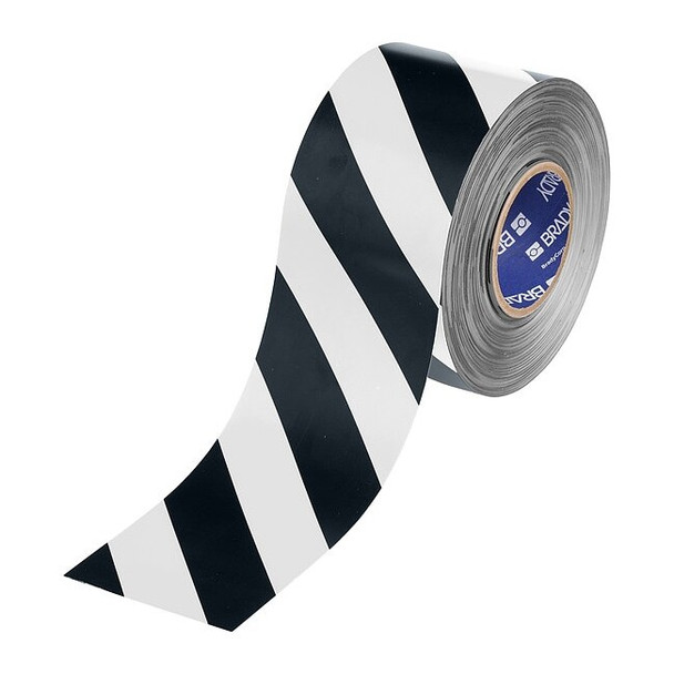 Brady Floor Marking Tape,Black/White,4"W,100ft 177060