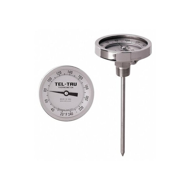 Tel-Tru Analog Dial Thermometer,Stem 12" L GT300R-1264
