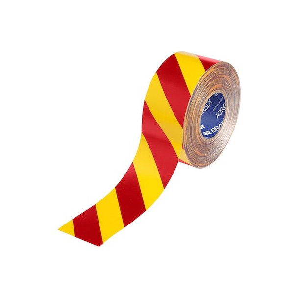 Brady Floor Marking Tape,Red/Ylw,3"W,100ft 177057