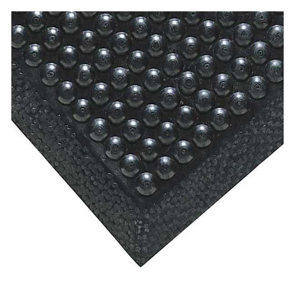 Antifatigue Mat, 5 ft. L x 2 ft. 6" W, 3/8" Thickness, Rubber, Bubble, Black