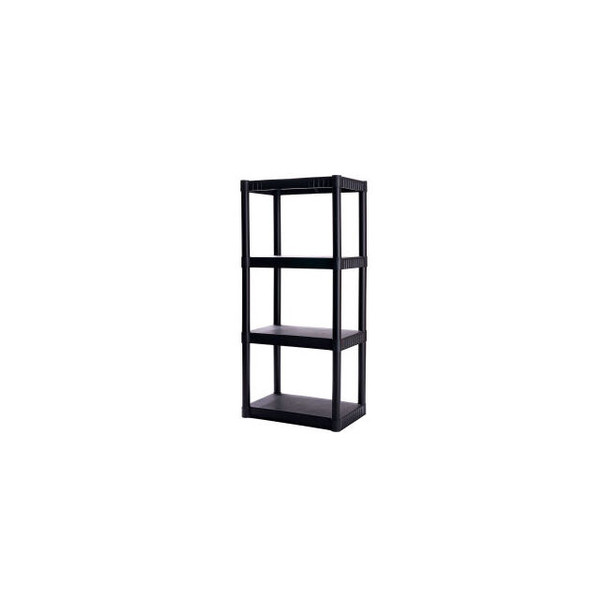 Plano Molding 4-Shelf Standard Duty Storage Unit 23""W x 14""D x 48""H Black