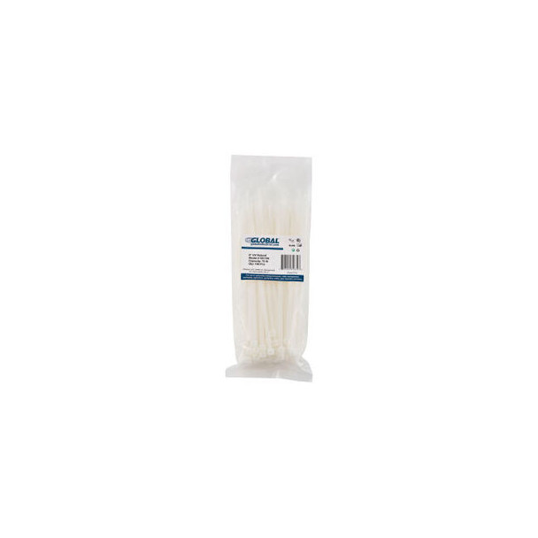 Global Industrial 8"" Cable Zip Ties Natural with UV 75 Lb. 100 Pack