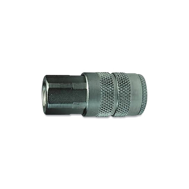 F-Series Pneumatic Manual Threaded Coupler, 3/8 in -18 thread Female, 3/8 in Body, Steel
